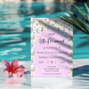 Invitation Photo d'anniversaire de la petite sirène