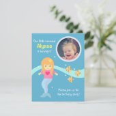 Invitation Photo d'anniversaire de la petite sirène sous-mari (Debout devant)