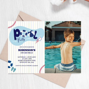 Invitation Photo d'anniversaire de la piscine de baseball mod