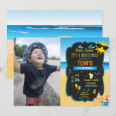 Invitation Photo d'anniversaire de la piscine de plage (Devant / Derrière)