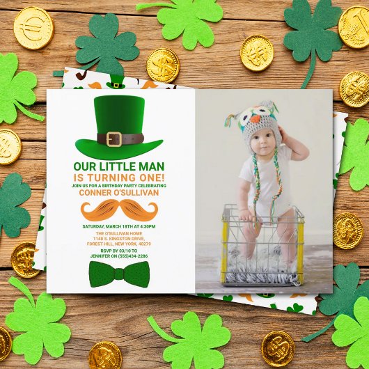 Invitation Photo d'Anniversaire de la St. Patrick de Leprecha