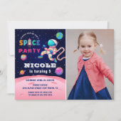 Invitation Photo d'anniversaire de l'astronaute spatiale terr (Devant)
