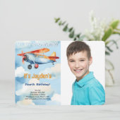 Invitation Photo d'anniversaire de l'avion modifiable (Debout devant)