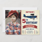 Invitation photo d'anniversaire de l'avion vintage (Devant)