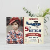 Invitation photo d'anniversaire de l'avion vintage (Debout devant)