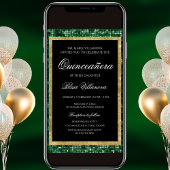 Invitation photo d'anniversaire de luxe vert et or