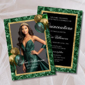 Invitation photo d'anniversaire de luxe vert et or