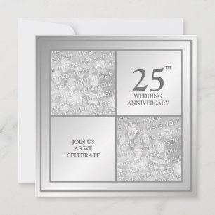 Invitation Photo d'Anniversaire de Mariage Argenté Passé & Pr