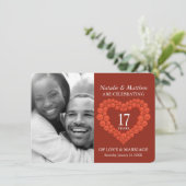 Invitation Photo d'anniversaire de mariage de 17 ans en corna (Debout devant)