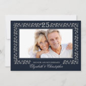 Invitation Photo d'anniversaire de mariage de 25 ans Bleu Nui (Devant)