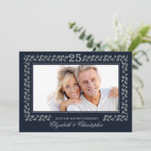 Invitation Photo d'anniversaire de mariage de 25 ans Bleu Nui (Debout devant)