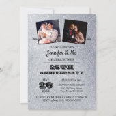Invitation Photo d'anniversaire de mariage de 25 ans pailleté (Devant)