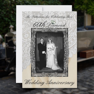 Invitation Photo d'anniversaire de mariage de 60 ans en diama
