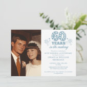 Invitation Photo d'anniversaire de mariage de 60 ans en prépa (Debout devant)