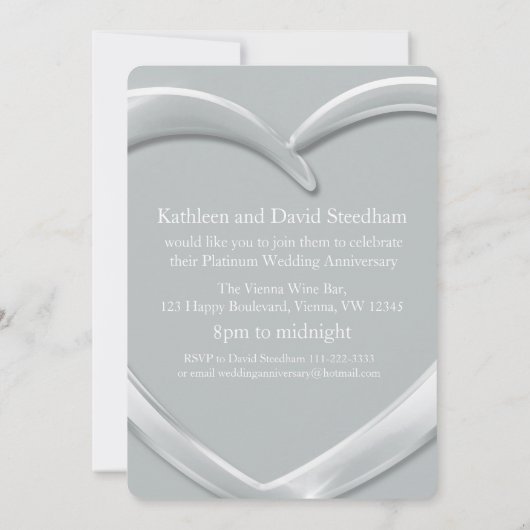 Invitation photo d'anniversaire de mariage en plat (Dos)