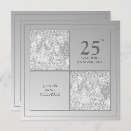 Invitation Photo d'anniversaire de mariage Past & Present Sil (Devant / Derrière)