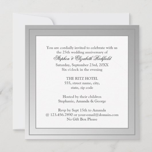 Invitation Photo d'anniversaire de mariage Past & Present Sil (Dos)