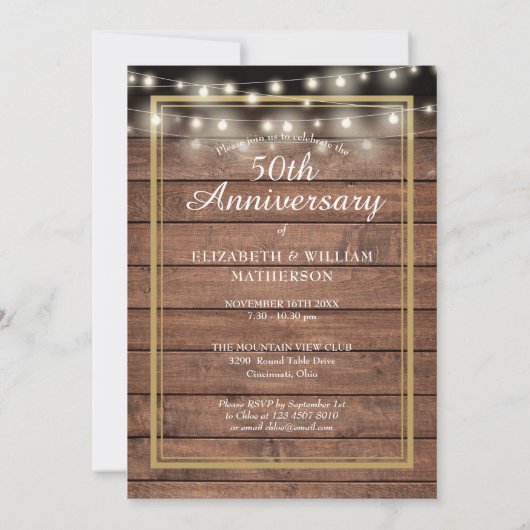 Invitation Photo d'anniversaire de mariage rustique ensemble  (Dos)