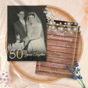 Invitation Photo d'anniversaire de mariage rustique pour tout