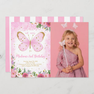 Invitation photo d'anniversaire de papillon
