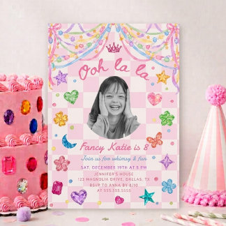 Invitation Photo d'anniversaire de pierre précieuse colorée S