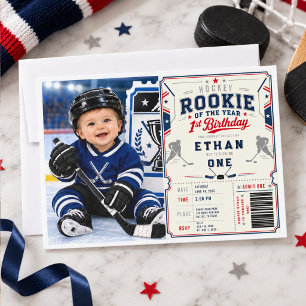 Invitation Photo d'anniversaire de Recrue de l'année Hockey 1