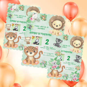 Invitation Photo d'anniversaire de Safari Wild Jungle Baby An