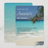 Invitation Photo d'anniversaire de scène de plage océanique b (Devant / Derrière)
