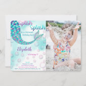 Invitation photo d'anniversaire de sirène magique (Devant)