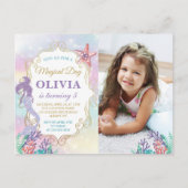 Invitation photo d'anniversaire de sirène sous la  (Devant)