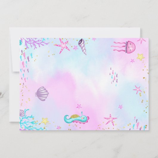 Invitation photo d'anniversaire de sirène sous la (Dos)