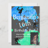 Invitation photo d'anniversaire de skateboard, (Devant)