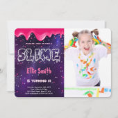 Invitation photo d'anniversaire de slime (Devant)
