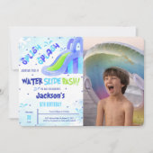 Invitation photo d'anniversaire de toboggan à eau (Devant)
