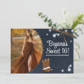 Invitation Photo d'anniversaire de Western Boots Denim & Diam (Debout devant)