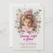 Invitation Photo d'anniversaire de Young Wild & 3 papillons F (Devant)