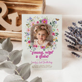 Invitation Photo d'anniversaire de Young Wild & 3 papillons F