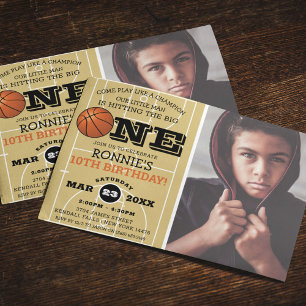 Invitation Photo d'anniversaire d'enfants de basket-ball cool