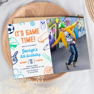Invitation Photo d'anniversaire d'enfants pour les sports mod