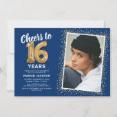 Invitation Photo d'anniversaire des 16 ans de Blue Gold (Devant)