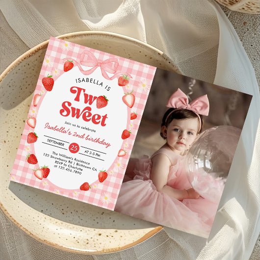 Invitation Photo d'anniversaire des 2 ans de Strawberry Two S