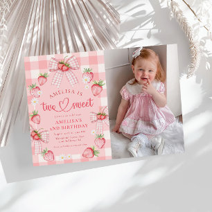 Invitation Photo d'anniversaire des 2 ans de Strawberry Two S