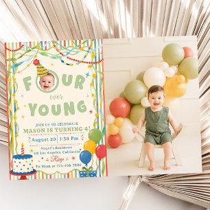 Invitation Photo d'anniversaire des 4 ans de Four Ever Young