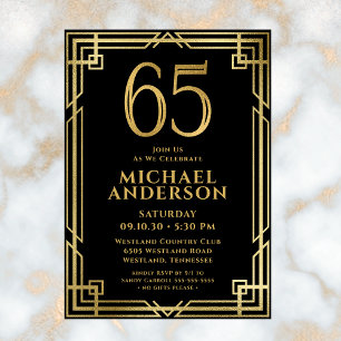 Invitation Photo d'anniversaire des 65 ans de Black Gold