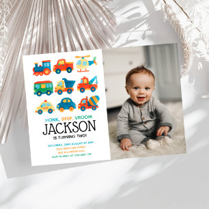 Invitation Photo d'anniversaire des Garçons de transport mode