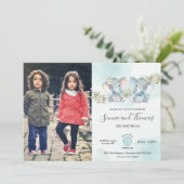 Invitation Photo d'anniversaire des jumeaux Elephant Twins Bo (Debout devant)