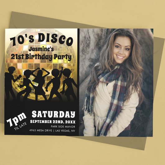 Invitation Photo d'anniversaire Disco dans les années 70 | Bo