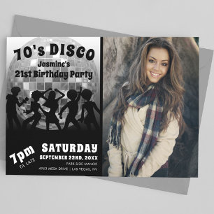 Invitation Photo d'anniversaire Disco des années 70 Boule à