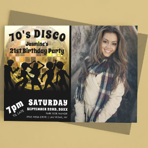 Invitation Photo d'anniversaire Disco des années 70 Boule à
