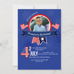 Invitation photo d'anniversaire du 4 juillet